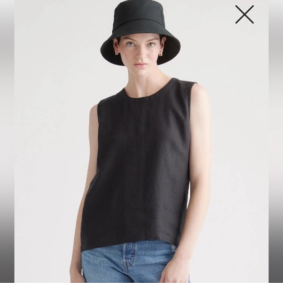Quince Black European Linen Sleeveless Top size Large - Picture 1 of 15